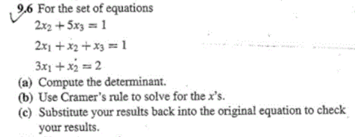 Solved For the set of equations 2x_2 + 5x_3 = 1 2x_1 + x_2 | Chegg.com