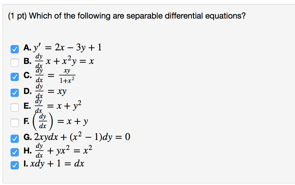 Solved Which of the following are separable differential