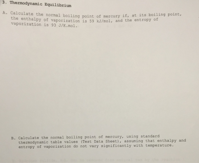 Solved Calculate the normal boiling point of mercury if, at