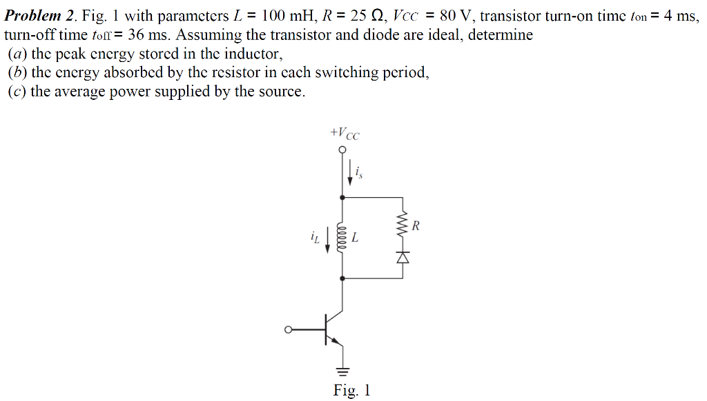 Solved Problem 2. Fig. 1 with parameters L = 100 mH, R = 25 | Chegg.com