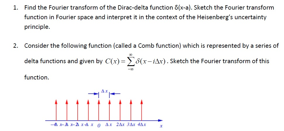 Find the Fourier transform of the Dirac-delta | Chegg.com