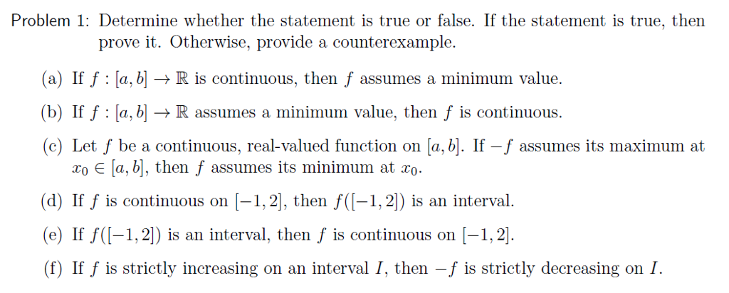 Solved Problem 1: Determine whether the statement is true or | Chegg.com