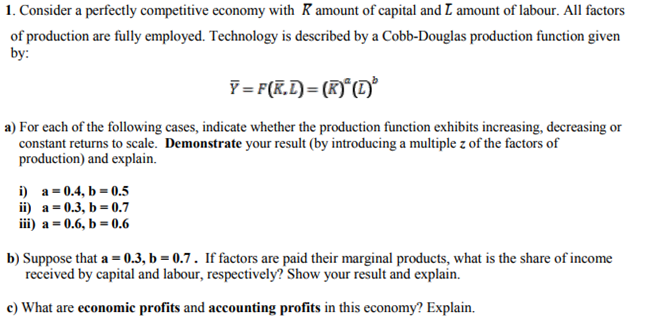 Solved 1. Consider a perfectly competitive economy with R | Chegg.com