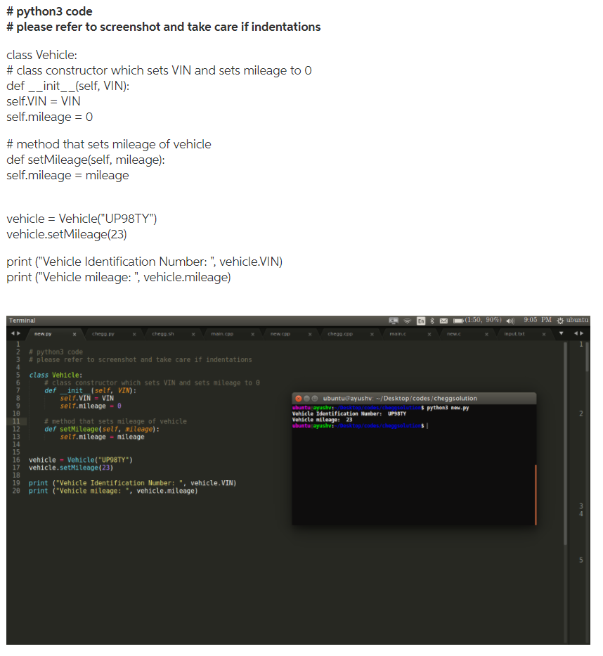 Solved Write the Python code that would create an instance | Chegg.com