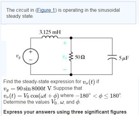 Solved The Circuit In Is Operating In The Sinusoidal Steady | Chegg.com