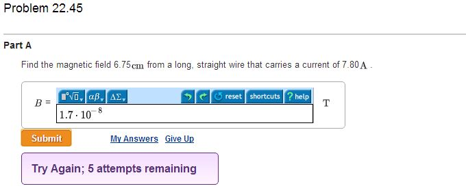 Solved Find the magnetic field 6.75cm from a long, straight | Chegg.com