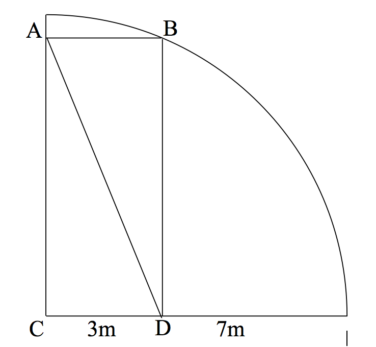 Solved A quadrant contains an inscribed rectangle ABCD as