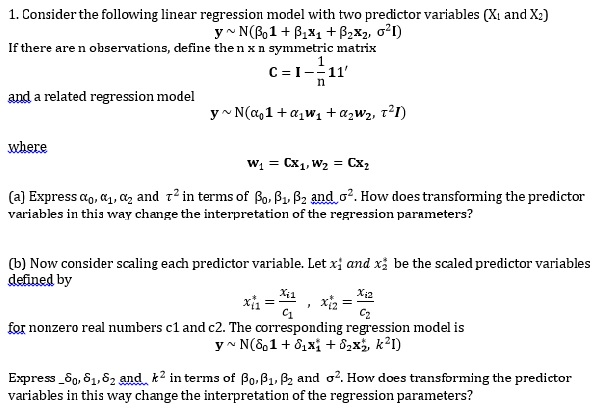 Solved 1 Consider The Following Linear Regression Model 5214