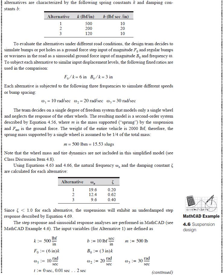 Mechatronic and measurment system Example 4.1 in the | Chegg.com