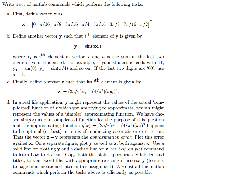 Solved Write a set of matlab commands which perform the | Chegg.com