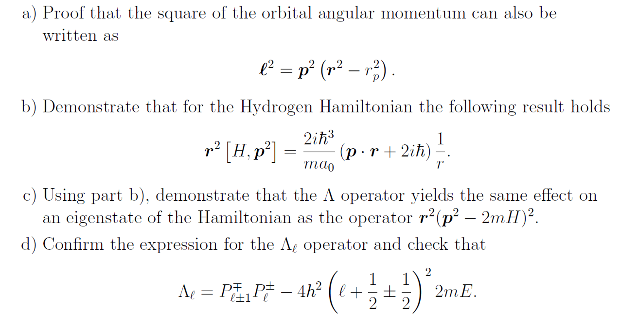 Proof That The Square Of The Orbital Angular Momentum | Chegg.com