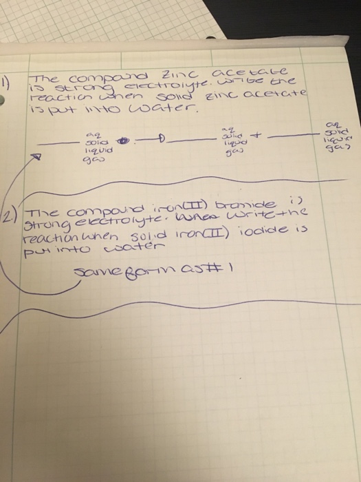 Solved The compound zinc acetate is strong electrolyte write
