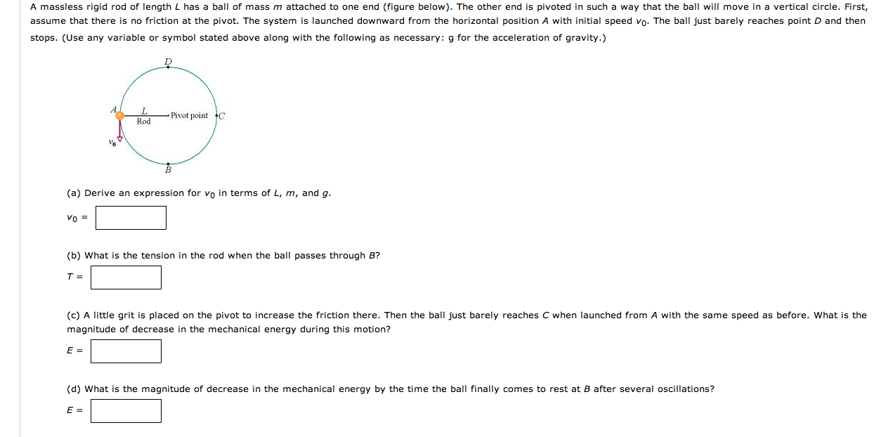Solved A massless rigid rod of length L has a ball of mass m | Chegg.com