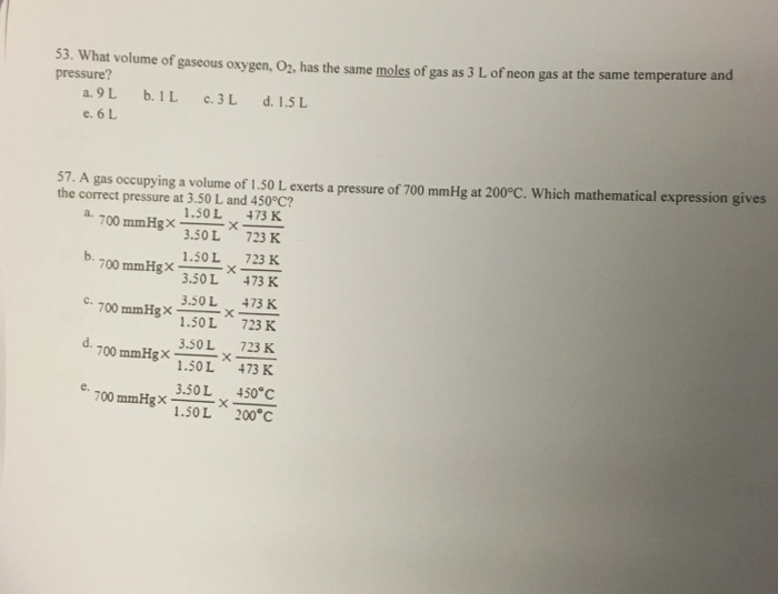 Solved What volume of gaseous oxygen, O_2, has the same