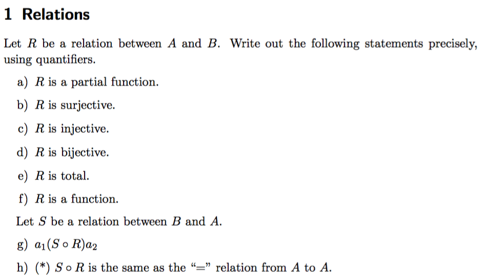 Solved 1 Relations Let R Be A Relation Between A And B. | Chegg.com