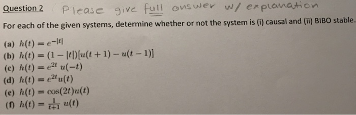 Solved For each of the given systems, determine whether or | Chegg.com
