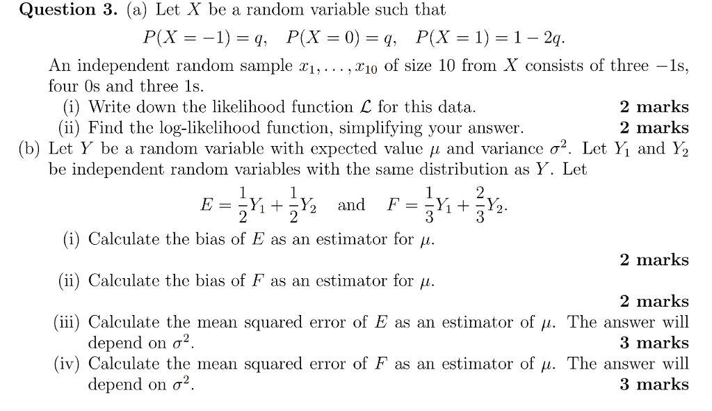 Solved Question 3. (a) Let X be a random variable such that | Chegg.com