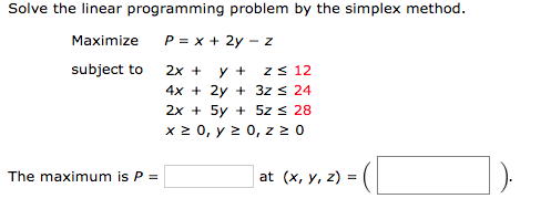 Solved Solve the linear programming problem by the simplex | Chegg.com