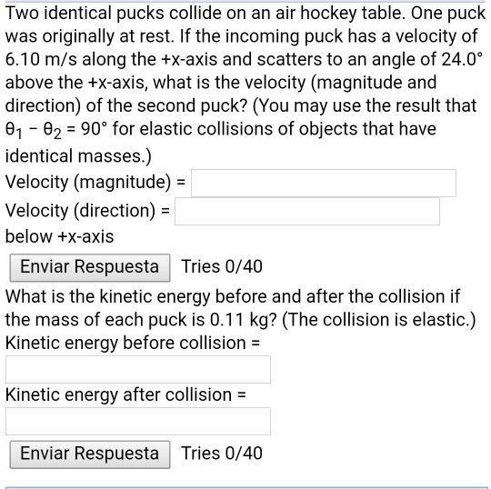 Solved Two identical pucks collide on an air hockey table.