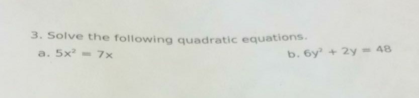 Solved Solve the following quadratic equations. a. 5x^2 = | Chegg.com