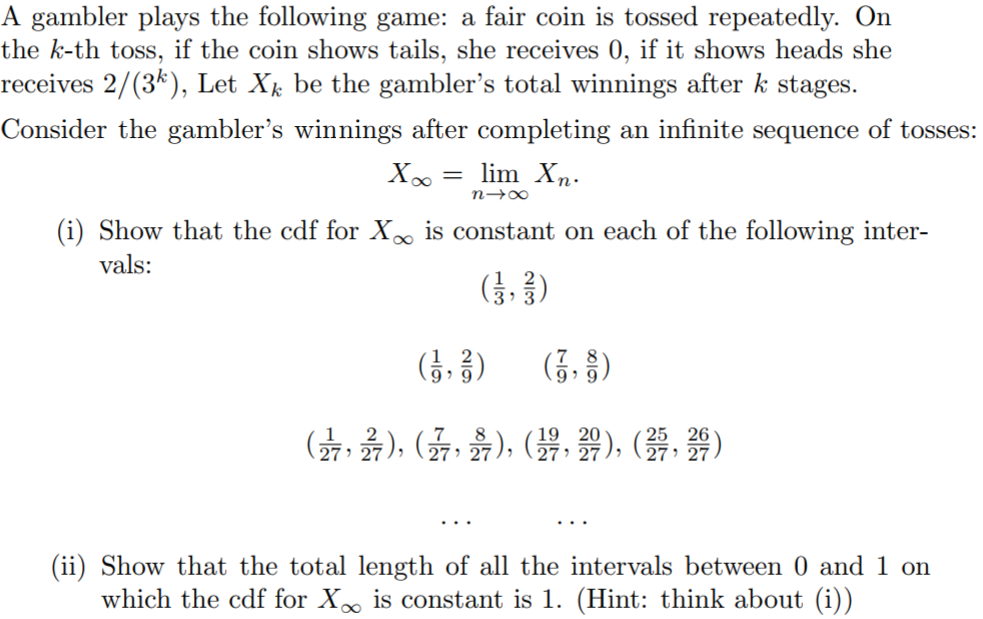 A Gambler Plays The Following Game: A Fair Coin Is | Chegg.com