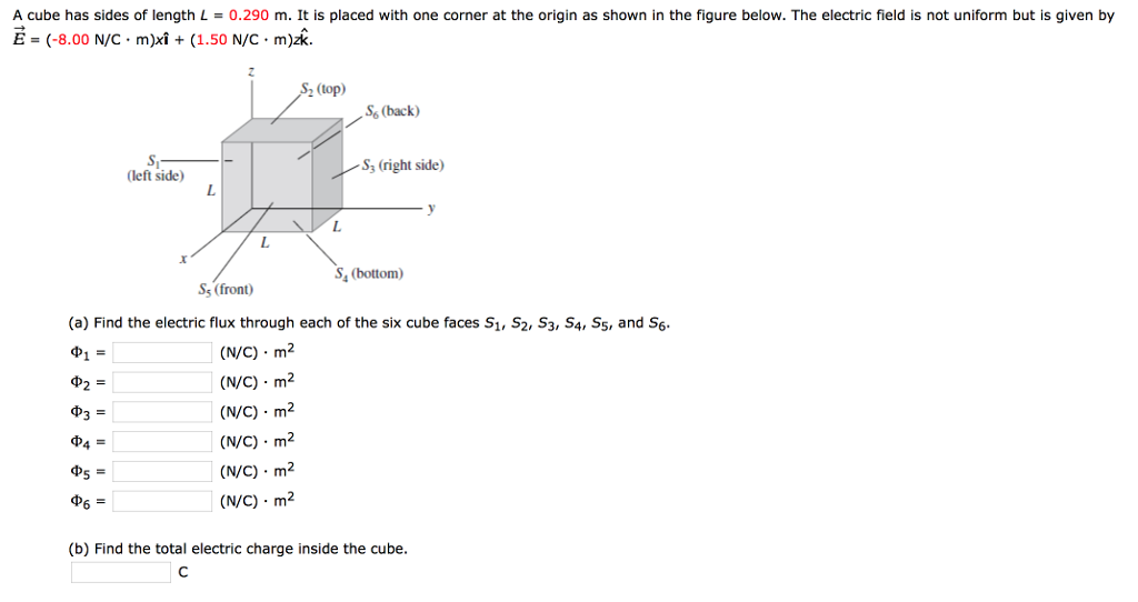 Solved A cube has sides of length L = 0.290 m. It is placed | Chegg.com