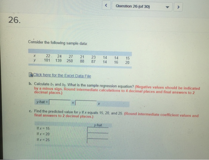 Solved Consider The Following Sample Data: B. Calculate B_1 | Chegg.com