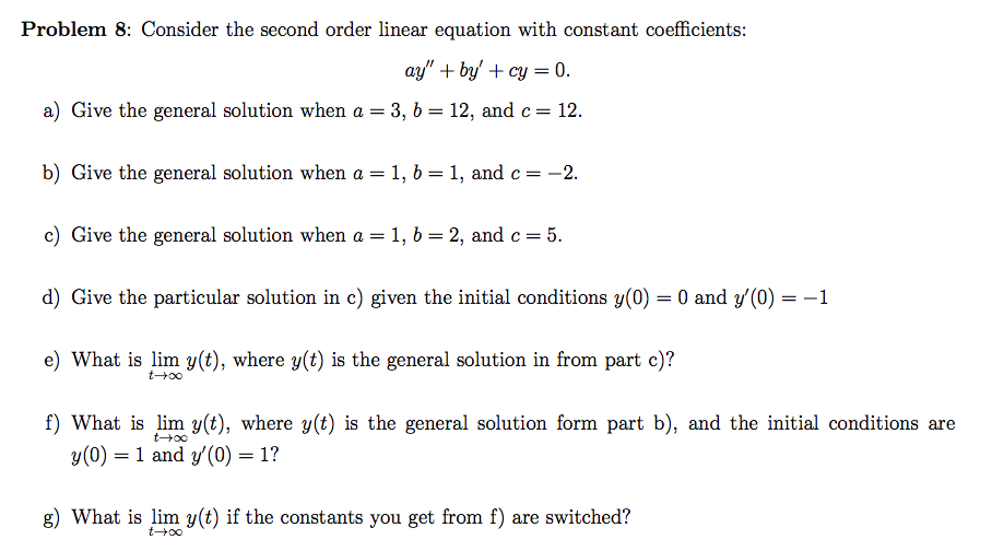 Solved Consider The Second Order Linear Equation With | Chegg.com