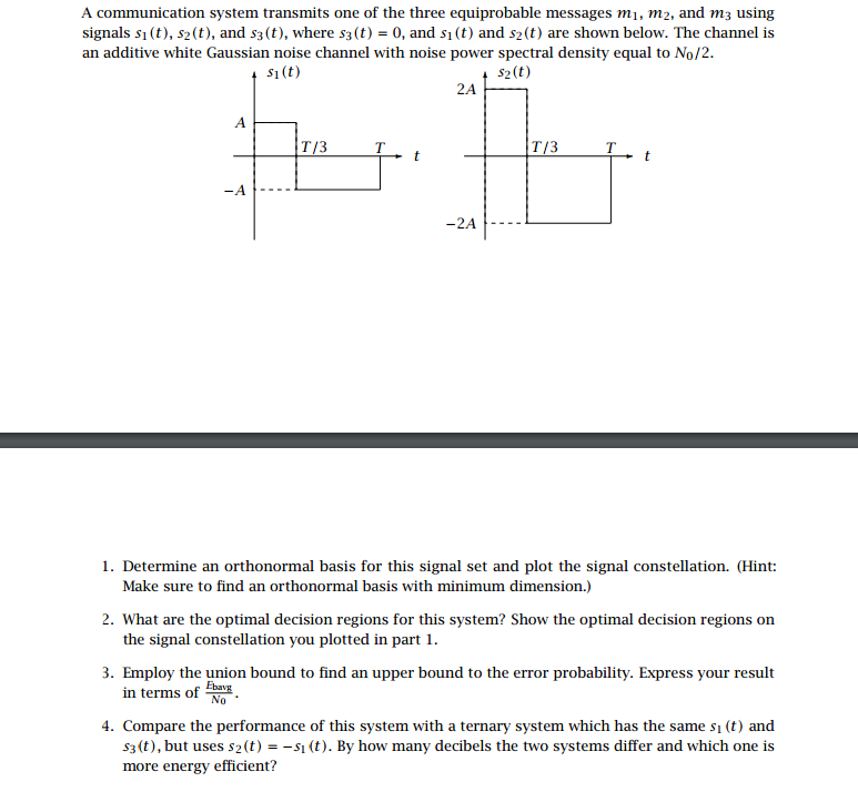 Solved 1. Determine an orthonormal basis for this signal set