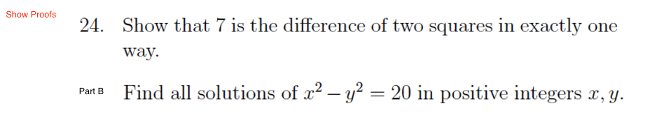 Solved Show that 7 is the difference of two squares in | Chegg.com