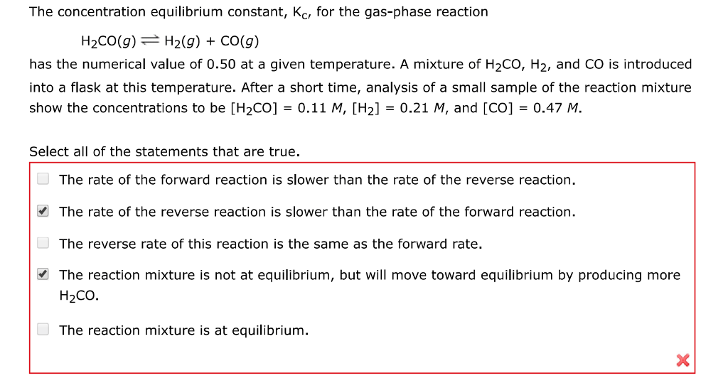 Solved The concentration equilibrium constant, Kc, for the