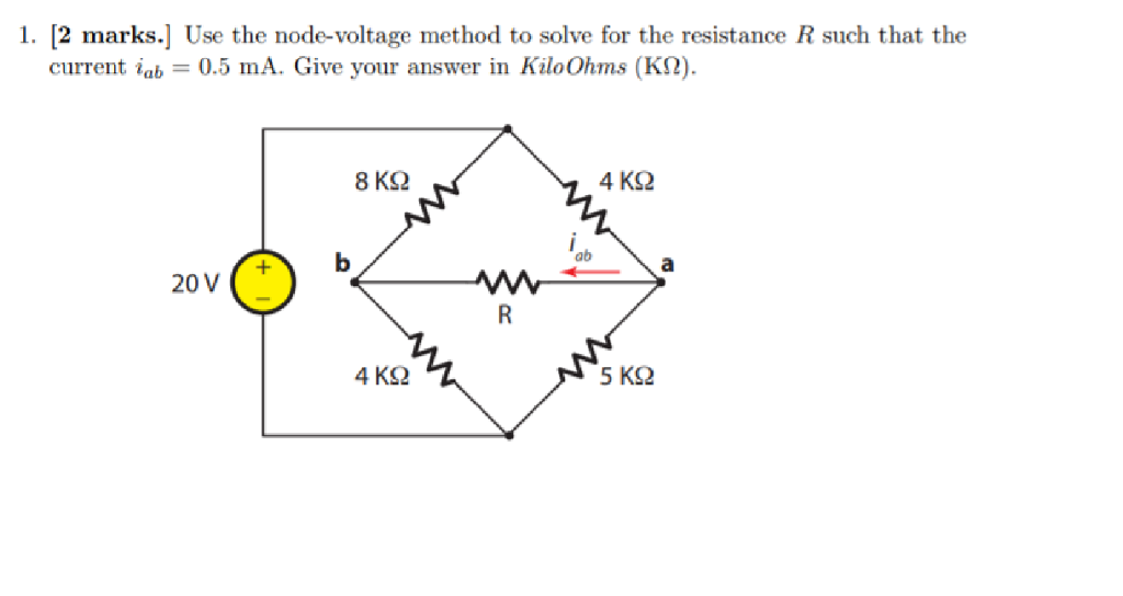 Solved 1. [2 marks.] Use the node-voltage method to solve | Chegg.com