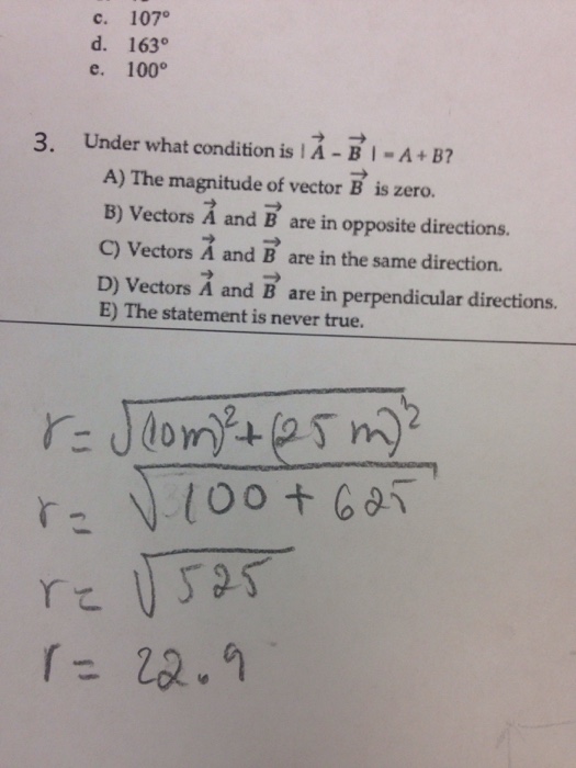 Solved Under What Condition Is |A -B | -A+ B? A) The | Chegg.com