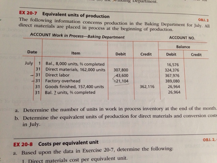 Solved ng Department. Ex 20-7 Equivalent units of production | Chegg.com