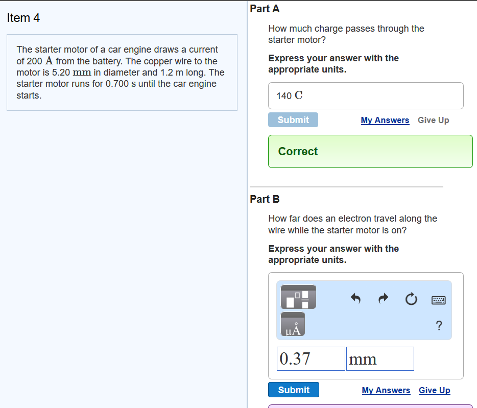 Solved The starter motor of a car engine draws a current of