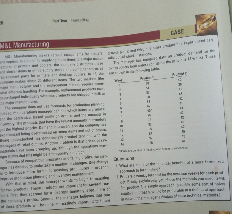 m&l manufacturing case study answers