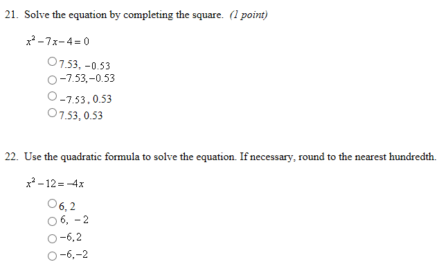 solve the equation x 2 4x 7 0 by completing the square