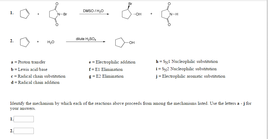 Solved Br DMSO H20 N-Br OH N-H dilute H2SO4 OH h sN1 | Chegg.com