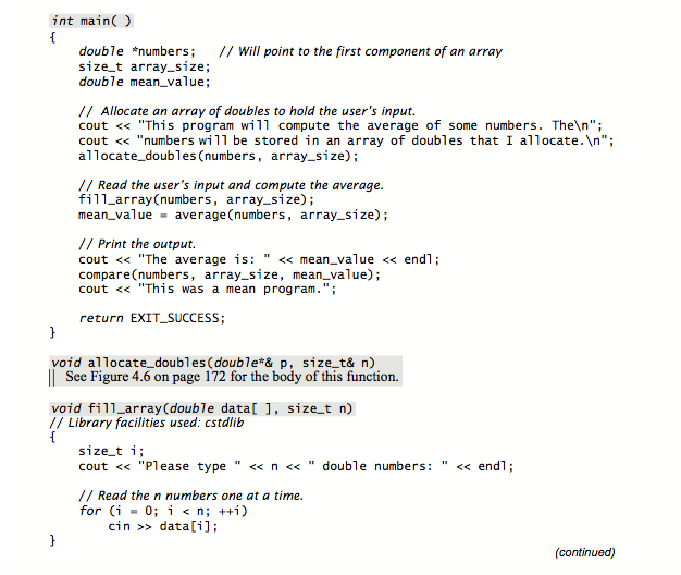 Solved int main () { double *numbers;//Will point to the | Chegg.com