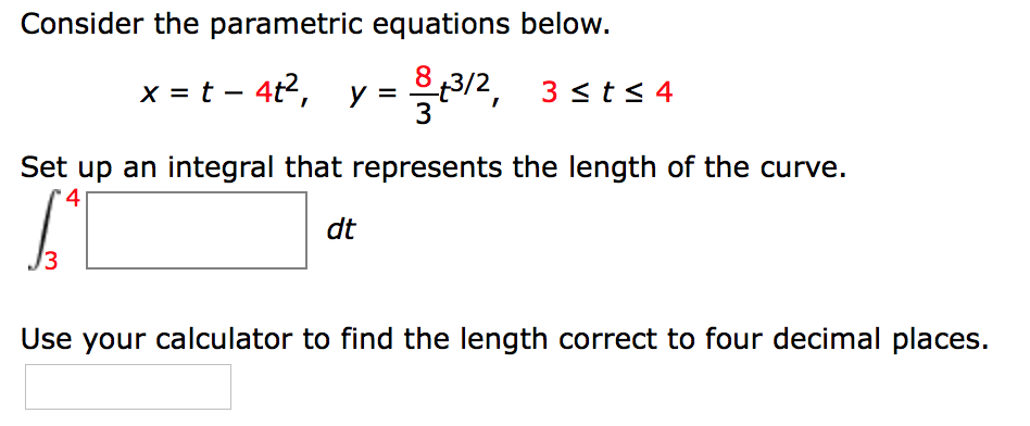 Solved Consider the parametric equations below. x = t - | Chegg.com