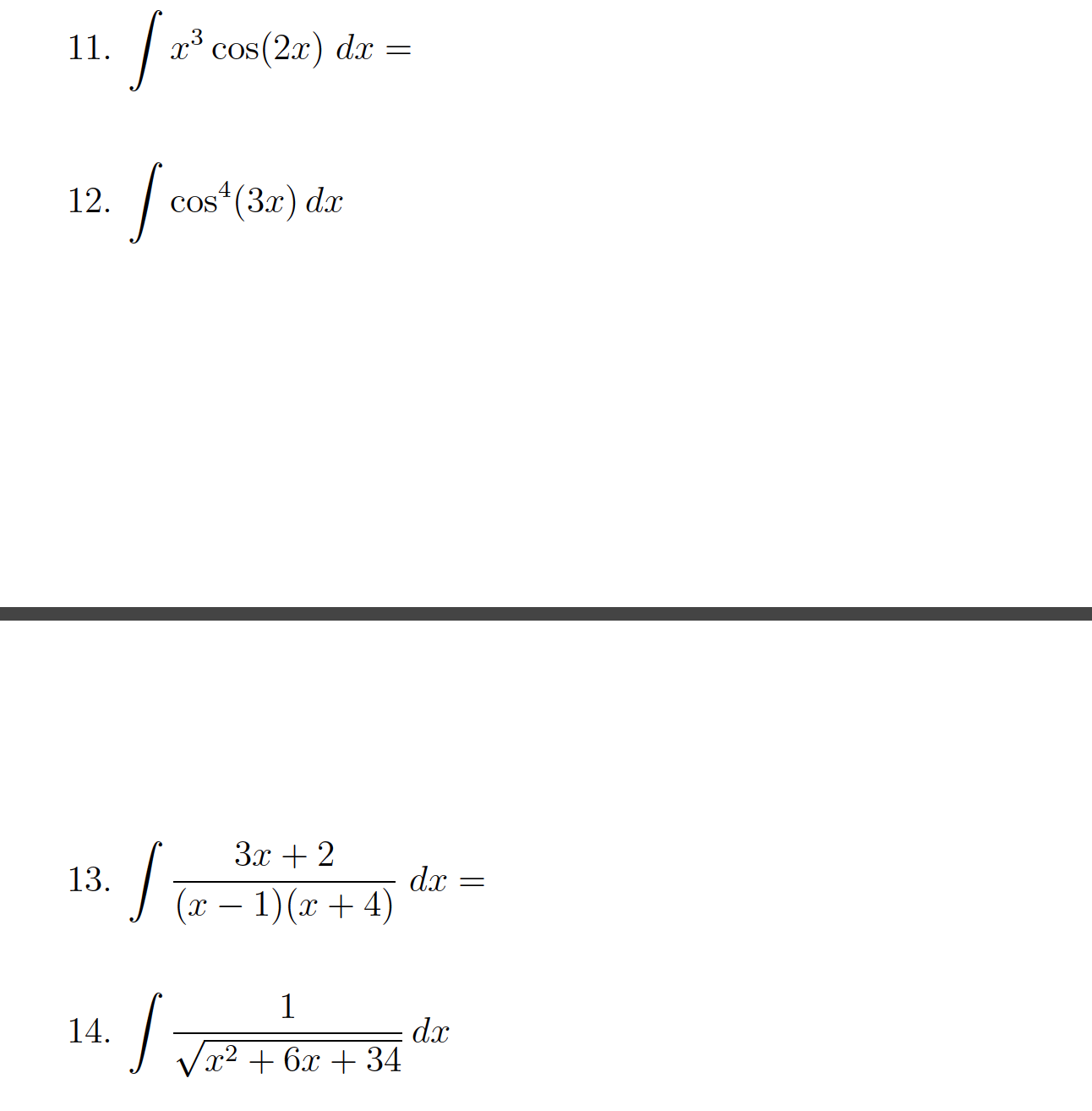 integrate cos 5x cos 4x 1 2 cos 3x dx