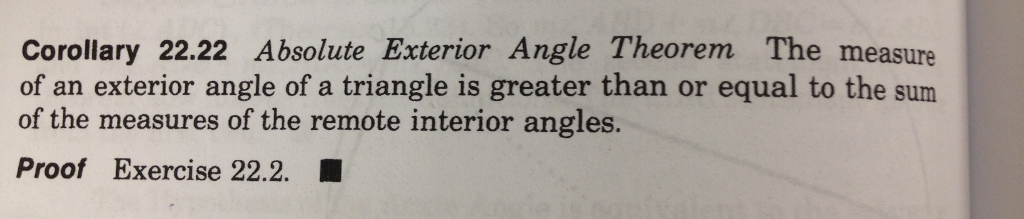 exterior angle of a triangle corollary