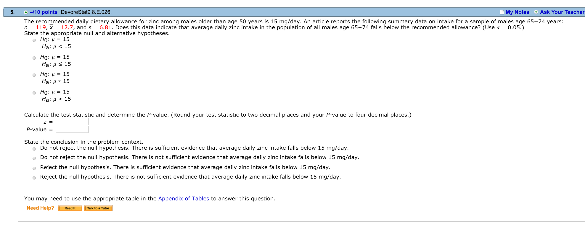 Solved The daily dietary allowance for zinc