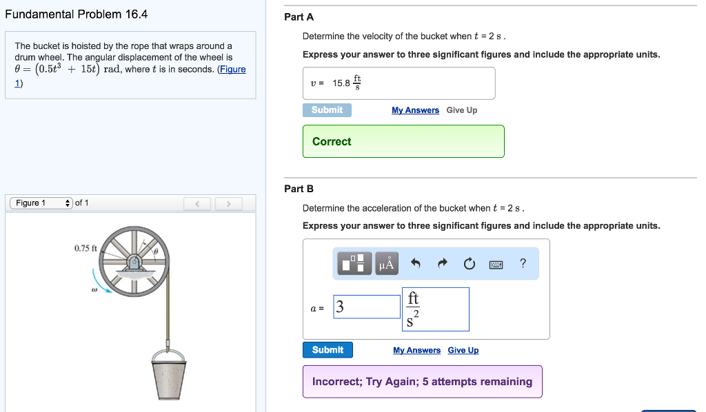 Solved The bucket is hoisted by the rope that wraps around a | Chegg.com
