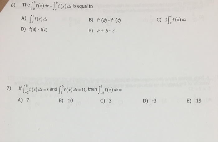 integral a to f of x dx is equal to
