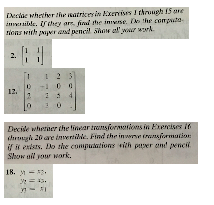 Solved Decide whether the matrices in Exercises 1 through 15 | Chegg.com