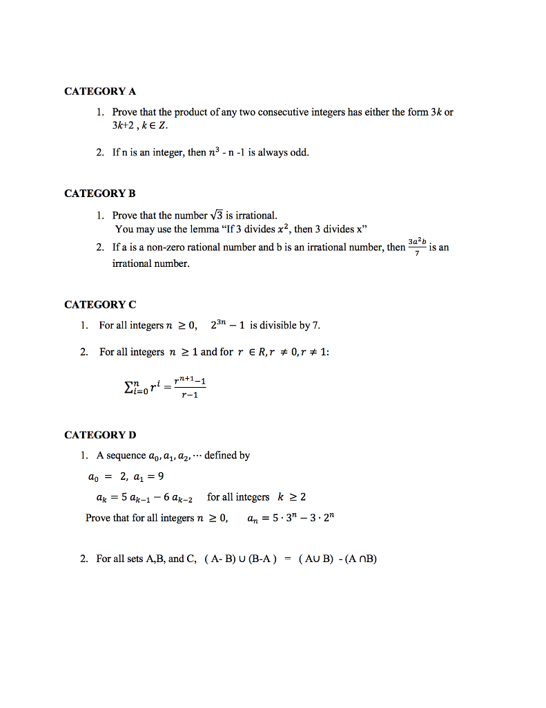 Solved Discrete Math Proofs Please Prove Number One From | Chegg.com