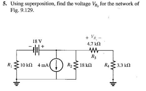 Solved 5. Using superposition, find the voltage Fig. 9.129. | Chegg.com