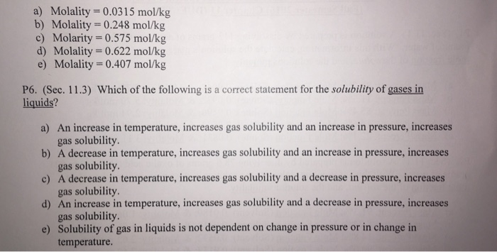 Solved How do you find the molality for the two problems and | Chegg.com