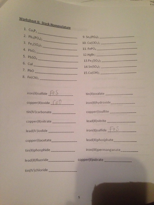 Solved Worksheet II Stock Nomenclature HgBr